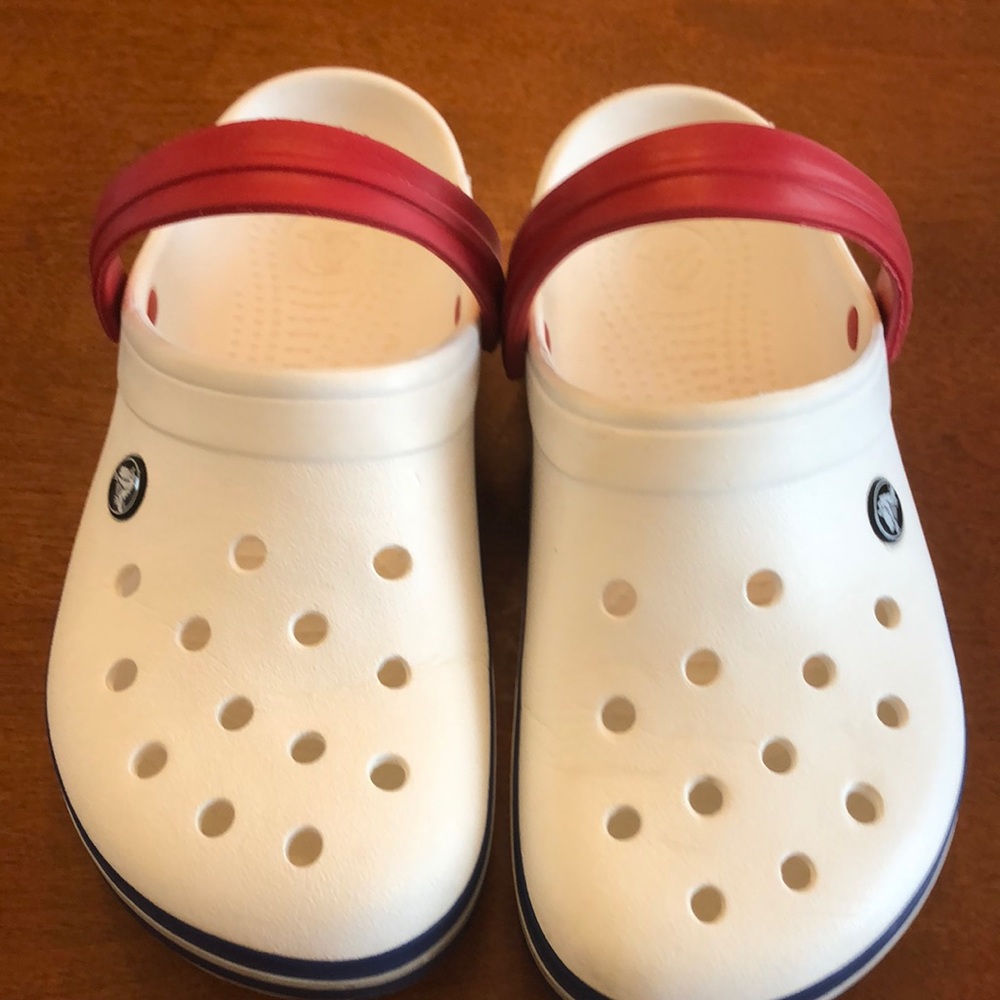 Crocs bands red white blue women’s size 9